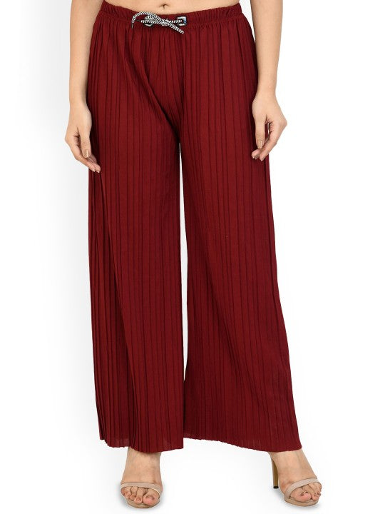 Women Relaxed Loose Fit High-Rise Trousers