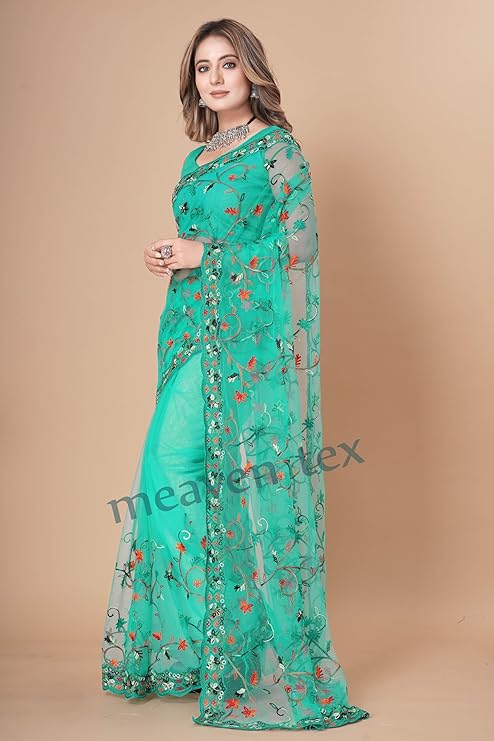 MEAVEN TEX Embroidered Bollywood Net Saree