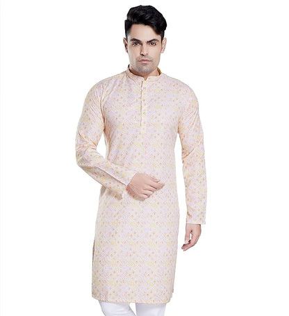 Men's Sequince Embroidered Printed Cotton Blend Only Slim Fit Kurta