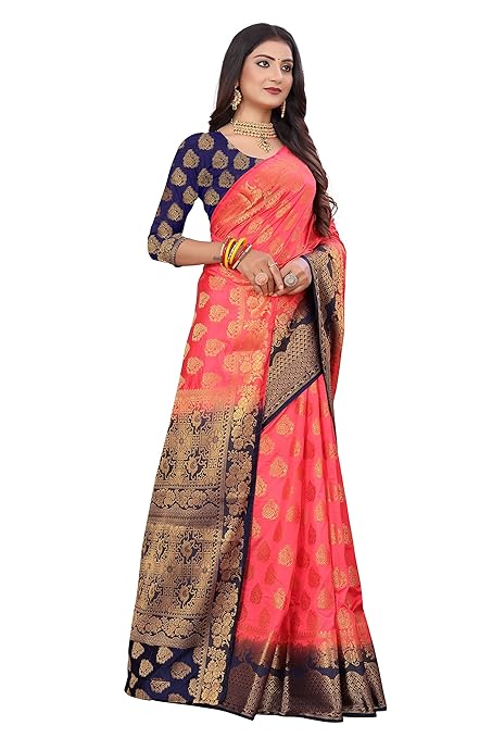 Women's Banarasi Art Silk Saree With Unstitched Blouse Piece