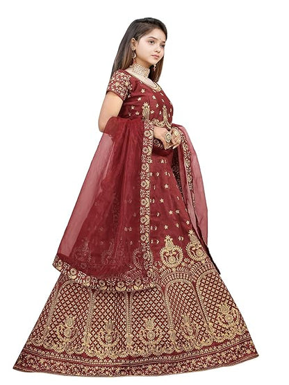 Velvet Semi Stitched Lehenga Choli