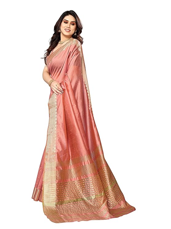 Women's Assam Silk Saree With Unstitched Blouse Piecee