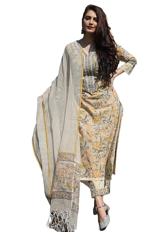 KLOSIA Women Floral Printed Kurta and Pant set with Dupatta