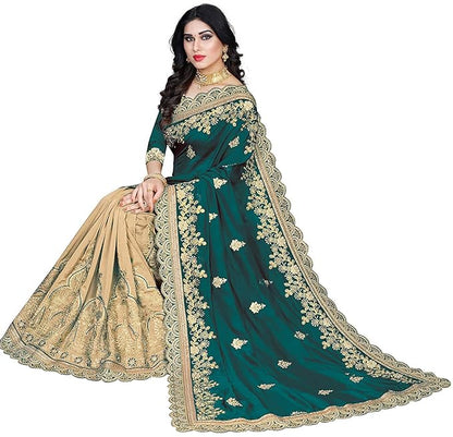 Women's Plain Weave Silk Embroidery Work Saree With Blouse Piece | traditional saree