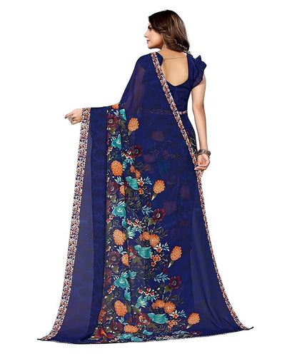 Yashika Women's Georgette Printed Saree With Blouse Piece