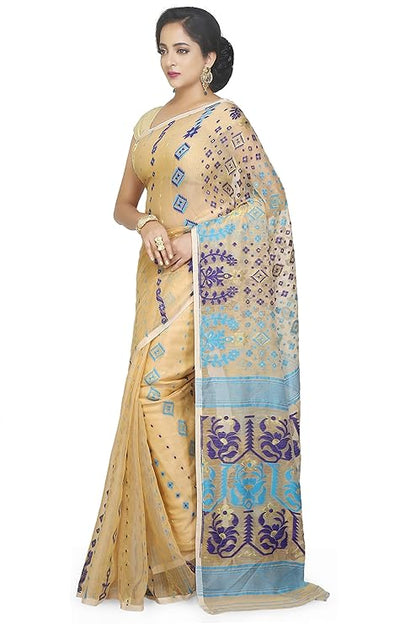 BENGAL HANDLOOM Exclusive Women's Cotton Silk Soft Dhakai Jamdani Sarees