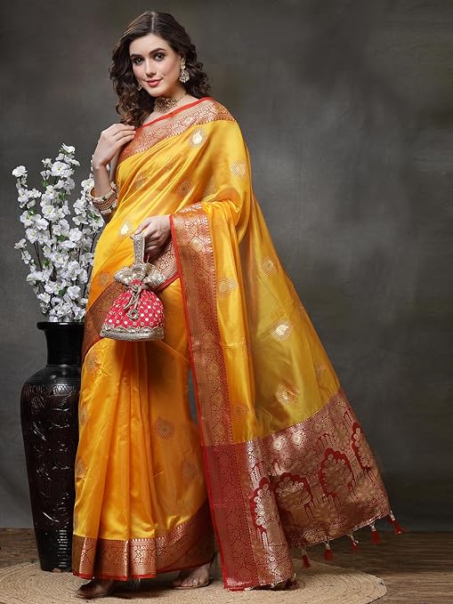 Tabby Silk Banarasi Jacquard Saree With Unstitched Blouse Piece