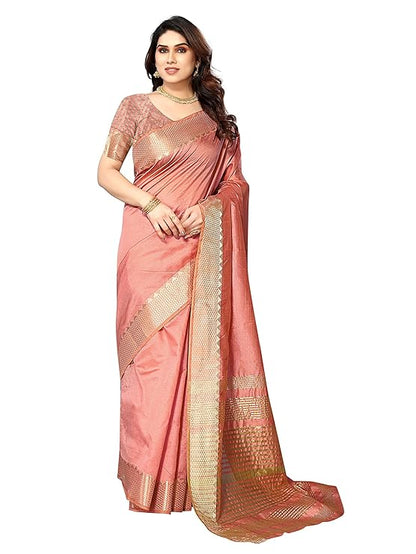 Women's Assam Silk Saree With Unstitched Blouse Piecee