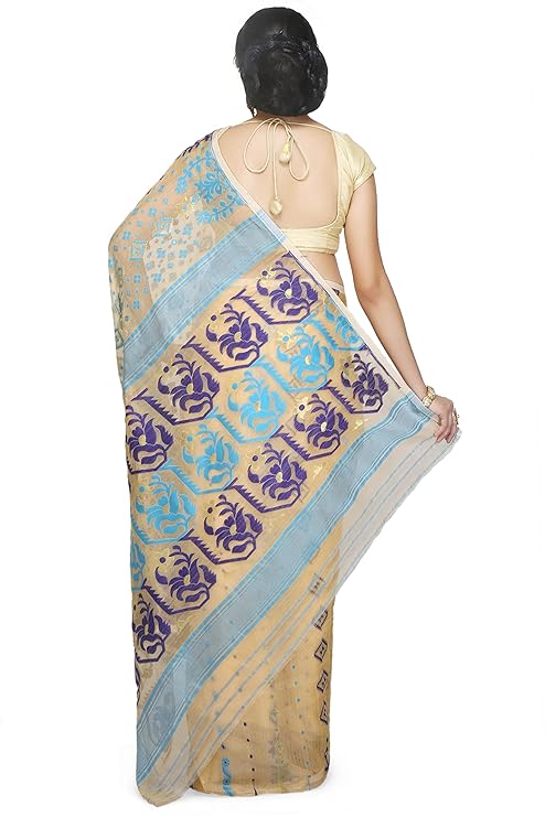 BENGAL HANDLOOM Exclusive Women's Cotton Silk Soft Dhakai Jamdani Sarees