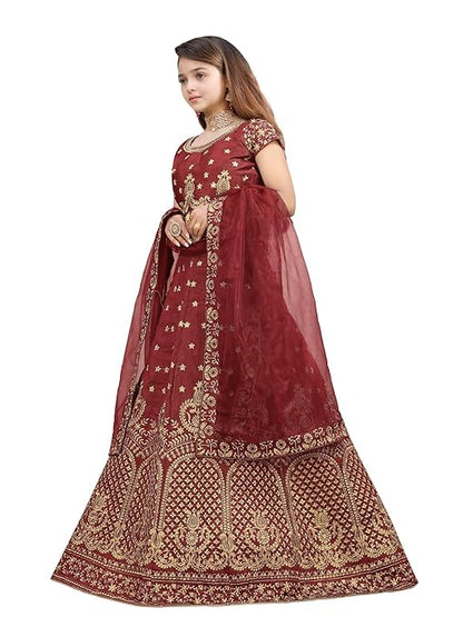 Velvet Semi Stitched Lehenga Choli