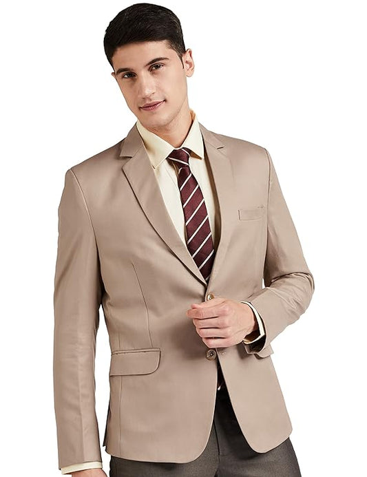 Designer Men's Slim Fit Notched Lapel Single Breasted Solid Blazer