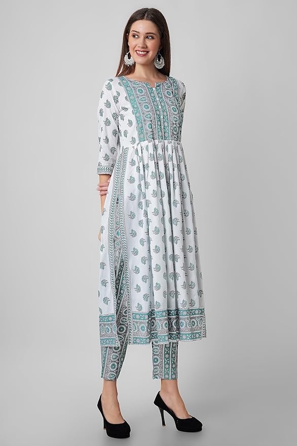 Women's Printed Nayra Cut Kurta and Pant Set