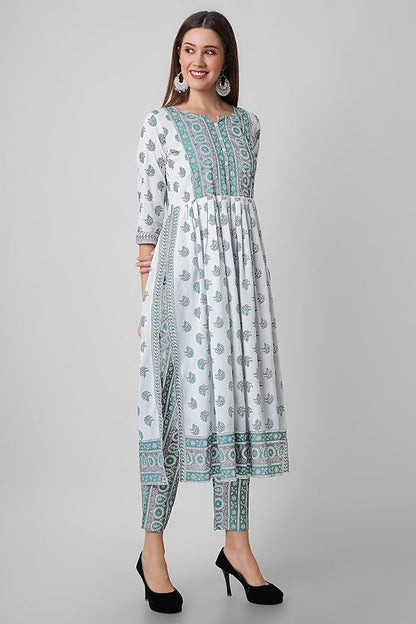 Women's Printed Nayra Cut Kurta and Pant Set