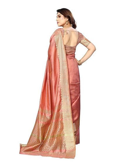 Women's Assam Silk Saree With Unstitched Blouse Piecee