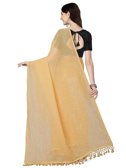 Shiv Textiles Women's Georgette Sequins Ready To Wear One Minute Saree for women With Unstitched Blouse.