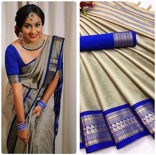 Avantika Fashion Women's Amazing Woven Pure Cotton Silk Art Silk Saree With Blouse Piece