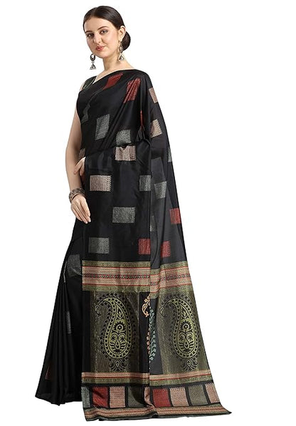 Women's Silk Blend Printed Saree With Blouse Piece