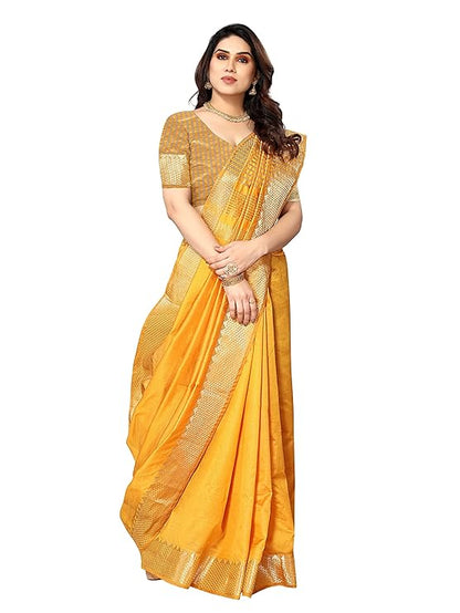 Women's Assam Silk Saree With Unstitched Blouse Piecee