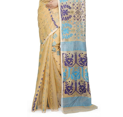 BENGAL HANDLOOM Exclusive Women's Cotton Silk Soft Dhakai Jamdani Sarees