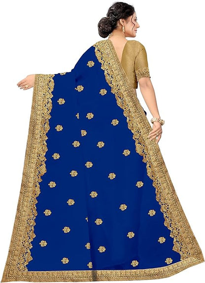 Kedar Fab Embroidered, Embellished, Dyed, Self Design Bollywood Silk Blend Saree