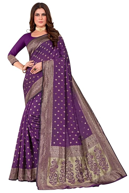 Women's Pure Kanjivaram Soft Silk Saree for Wedding With Blouse Piece