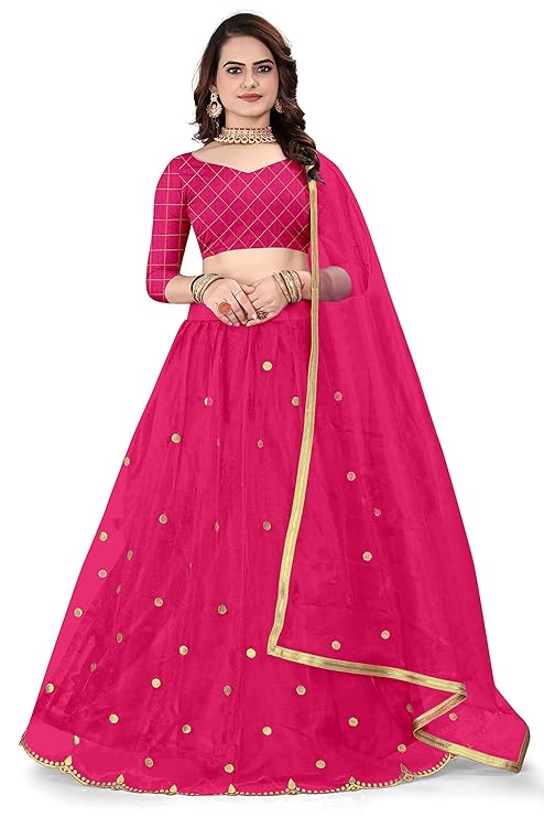 Bhakti Nandan Creation Women's semi stitched Net Lehenga Choli and Dupatta set