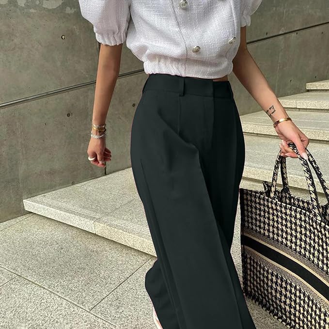 Women's High Waist Wide Legs Korean Baggy Pants