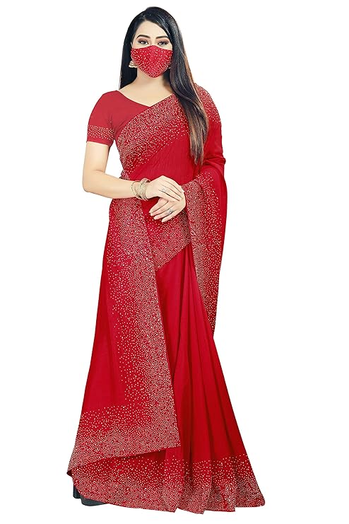 Women's Chanderi Polyester Saree With Blouse Piece