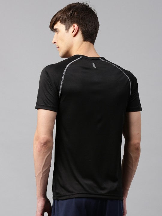 Men Black Raglan Sleeved T-shirt