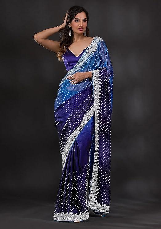 Women's Rangoli silk Beautiful Embroidery Work Saree With Silk Blouse Piece