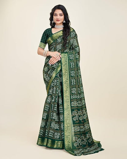 Women Printed Dola Silk Saree With Unstiched Blouse