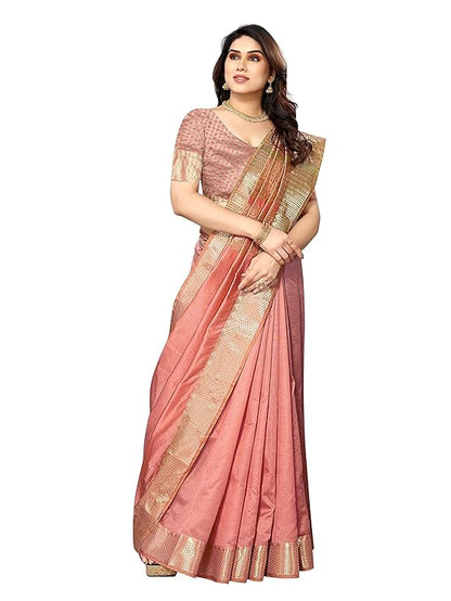 Women's Assam Silk Saree With Unstitched Blouse Piecee