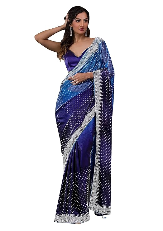 Women's Rangoli silk Beautiful Embroidery Work Saree With Silk Blouse Piece