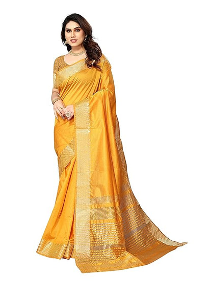 Women's Assam Silk Saree With Unstitched Blouse Piecee