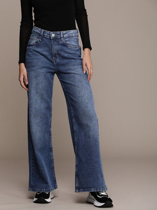 Wide Leg Light Fade Stretchable Jeans