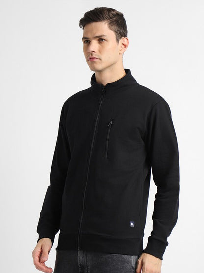 Mock Collar Front-Open Sweatshirt