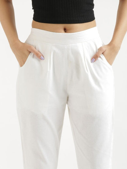 Women Mid-Rise Cotton Trousers