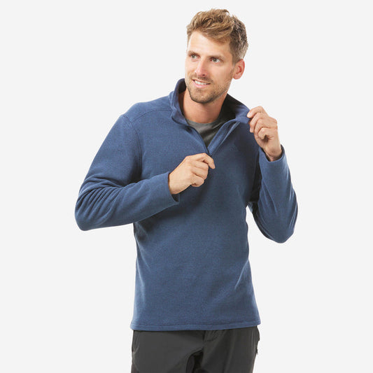 Men Hiking Fleece Half-Zip MH100 - Blue - 2XLChest Size -48" By QUECHUA | Decathlon