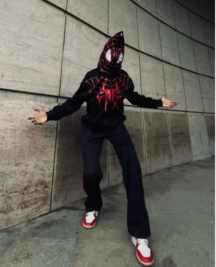 Black Spider Man Full Zipped Hoodies For Men's