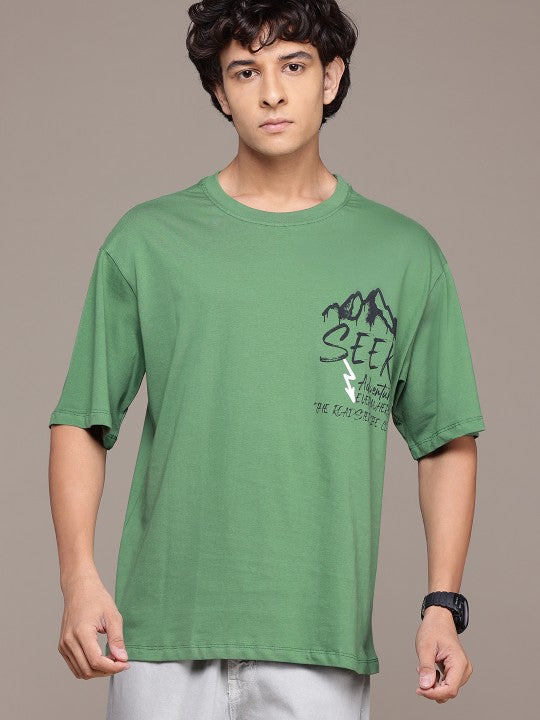 Men Printed Pure Cotton Relaxed Fit T-shirt