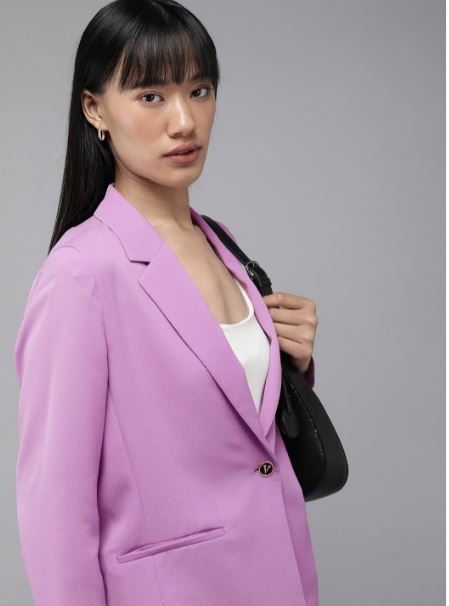 Women Solid Single Breasted Formal Blazer