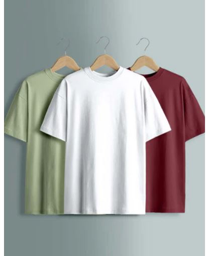 Veirdo Pack of 3 Plain Oversized T-shirts