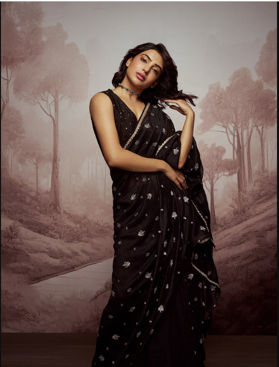 Regal Odyssey Embroidered Black Saree