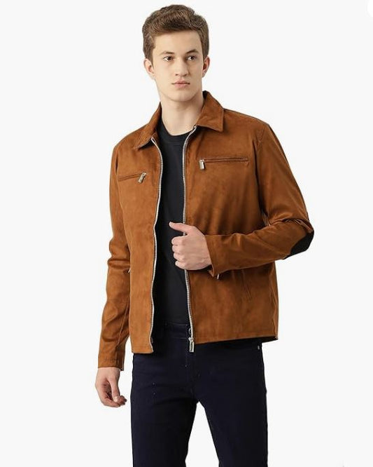 Leather Retail Suede Faux Leather Jacket For Men's