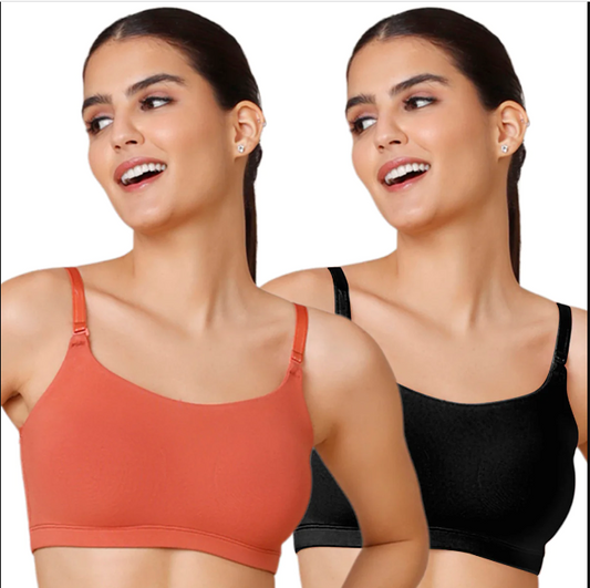 Easy Breezy Slip on Bra PO2 NYB165 Black and Carrot