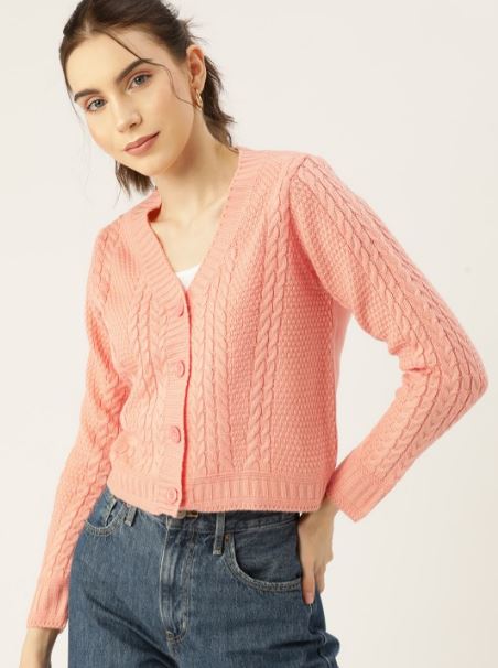 DressBerry Pure Acrylic Cable Knit Cardigan