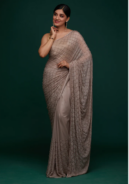 Mauve Work Shimmer Designer Saree