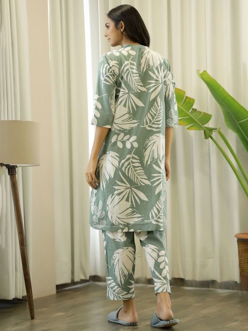 SAY Color Printed Women Pure Cotton Top & Pyjama with Jacket At Nykaa