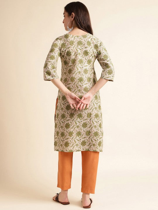 Floral Printed Straight Kurta