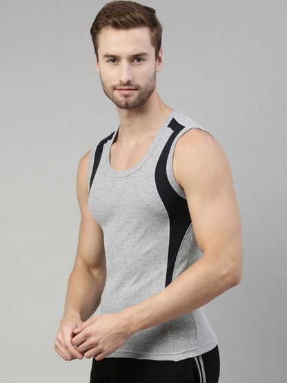 Men Grey Solid Innerwear Vests DSO-BOLD GYM VEST